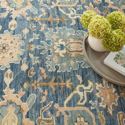 Camille Hand Knotted Wool Rug, Navy 3 Camille Hand Knotted Wool Rug, Navy
