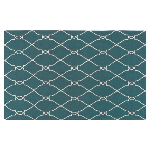 Pippa Flat-Weave Rug, Teal 1 Pippa Flat-Weave Rug, Teal
