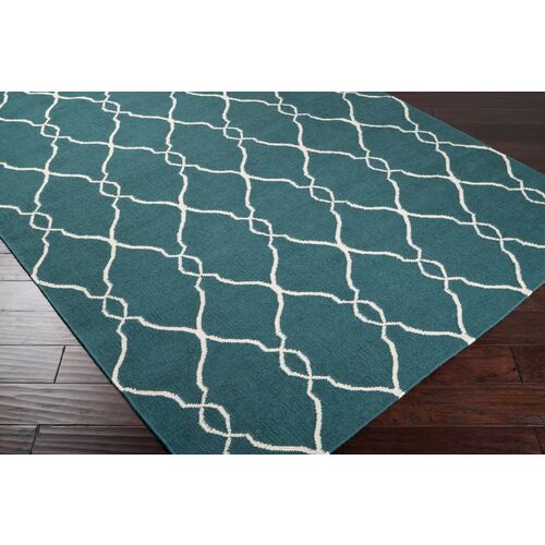Pippa Flat-Weave Rug, Teal 2 Pippa Flat-Weave Rug, Teal