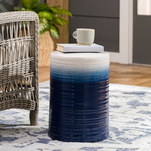 Waverly Ceramic Garden Stool, Navy Ombre 3 Waverly Ceramic Garden Stool, Navy Ombre