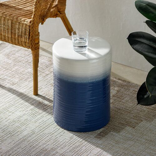 Waverly Ceramic Garden Stool, Navy Ombre 4 Waverly Ceramic Garden Stool, Navy Ombre
