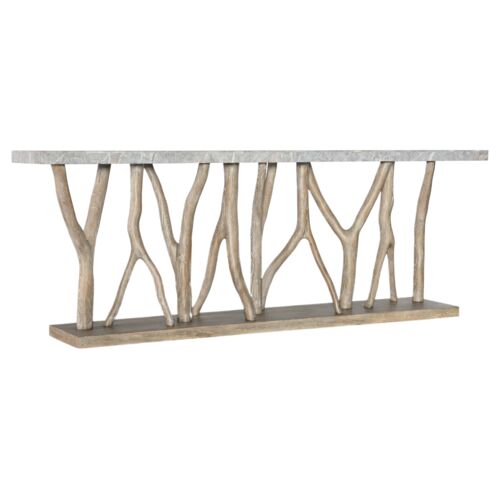 Surfrider Stone Top Tree Branch Console Table, Pecan/Light Natural 1 Surfrider Stone Top Tree Branch Console Table, Pecan/Light Natural