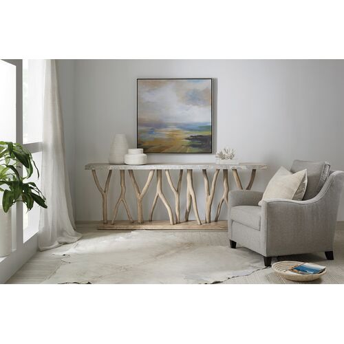 Surfrider Stone Top Tree Branch Console Table, Pecan/Light Natural 2 Surfrider Stone Top Tree Branch Console Table, Pecan/Light Natural