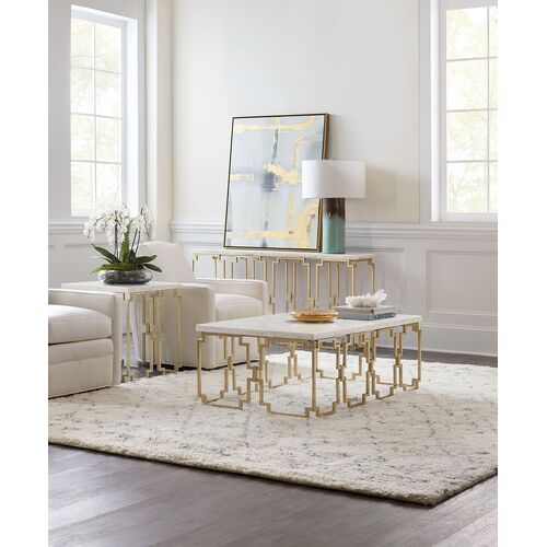 Evermore Geometric Marble Top Console Table, Gold 3 Evermore Geometric Marble Top Console Table, Gold