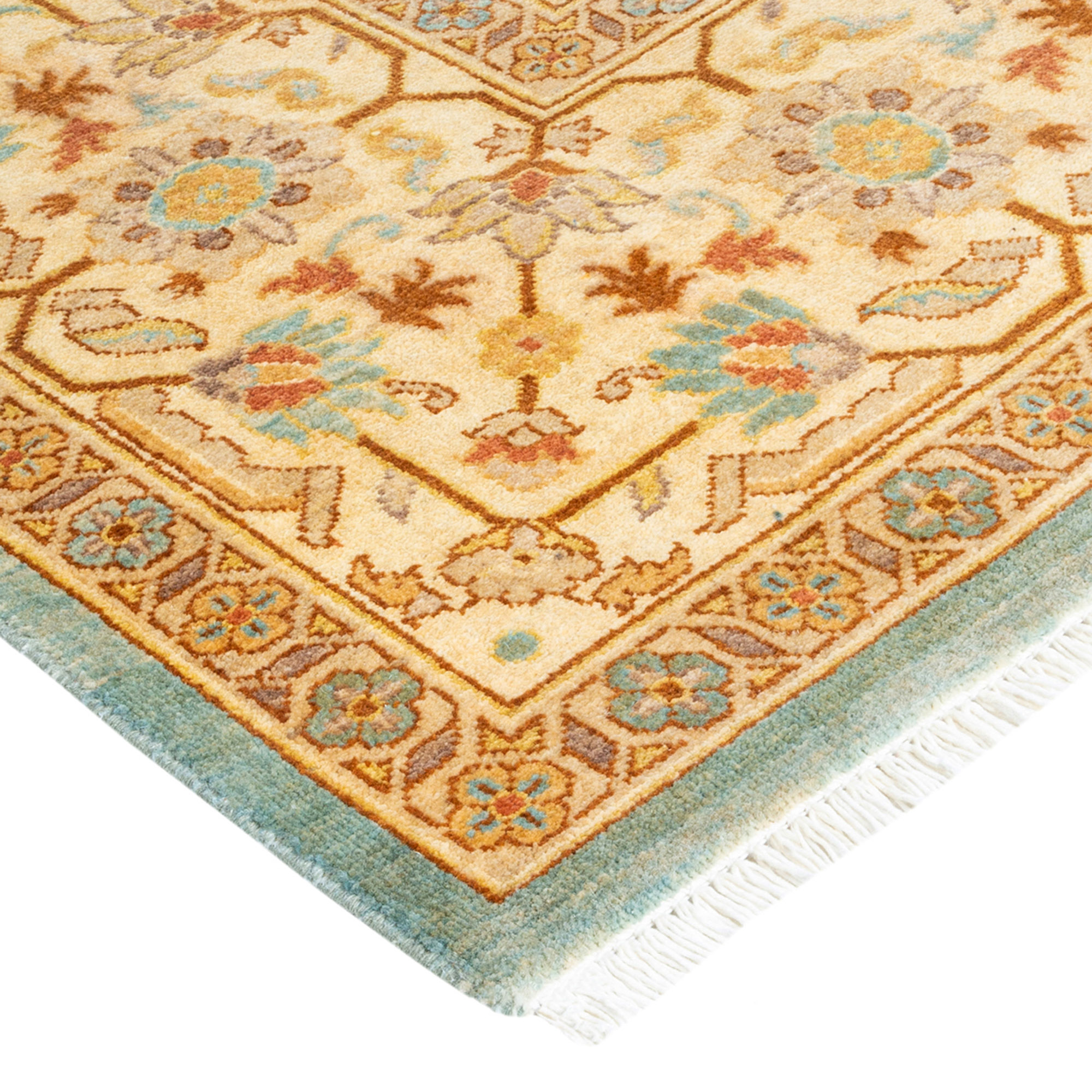 Eclectic, One-of-a-Kind Hand-Knotted Light Blue Rug, 6'1" x 8'10" 2 Eclectic, One-of-a-Kind Hand-Knotted Light Blue Rug, 6'1" x 8'10"