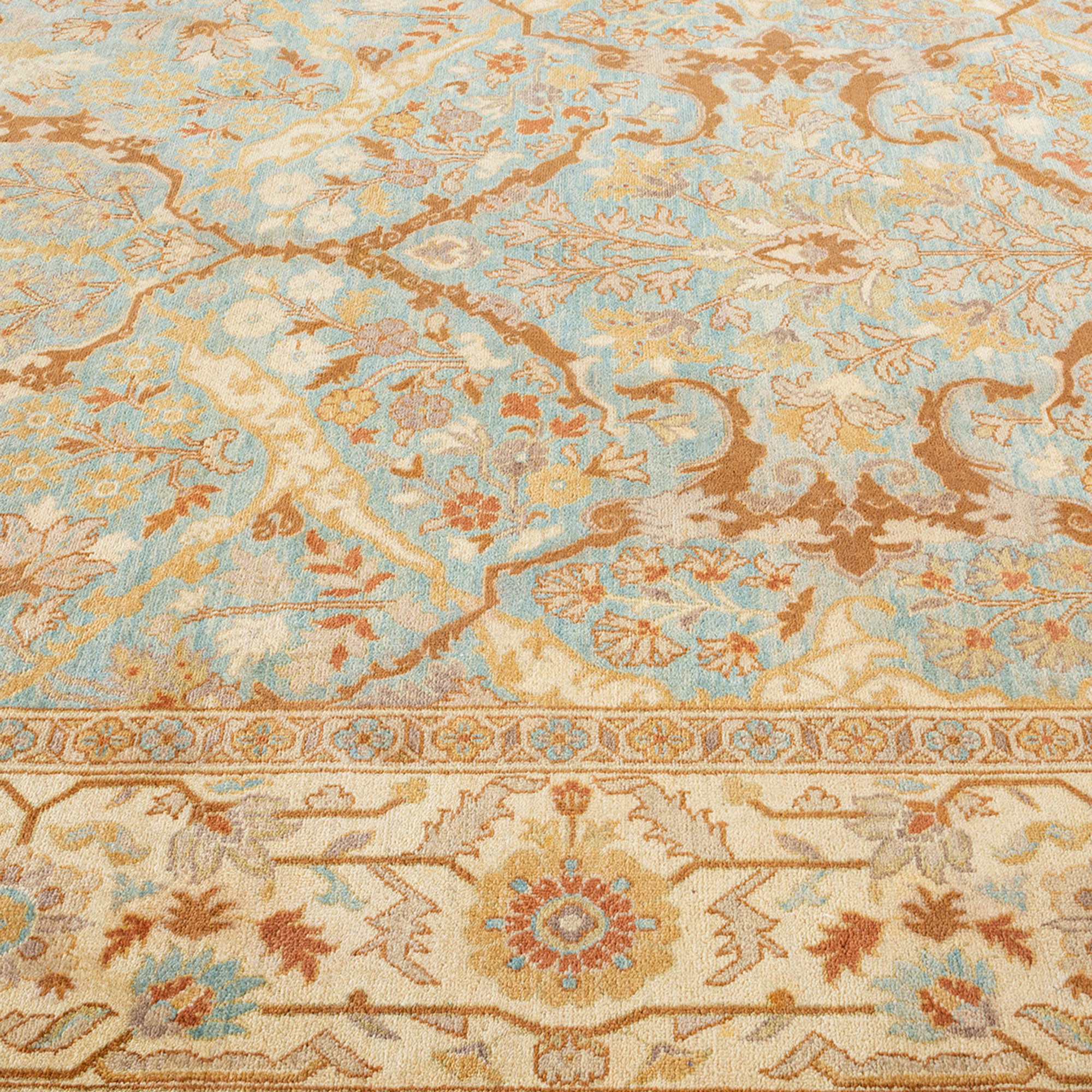 Eclectic, One-of-a-Kind Hand-Knotted Light Blue Rug, 6'1" x 8'10" 4 Eclectic, One-of-a-Kind Hand-Knotted Light Blue Rug, 6'1" x 8'10"
