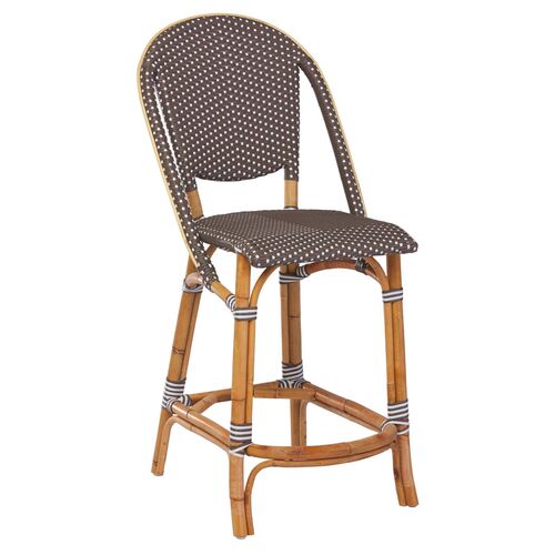 Sofie Rattan Counter Stool, Cappuccino/White Dots