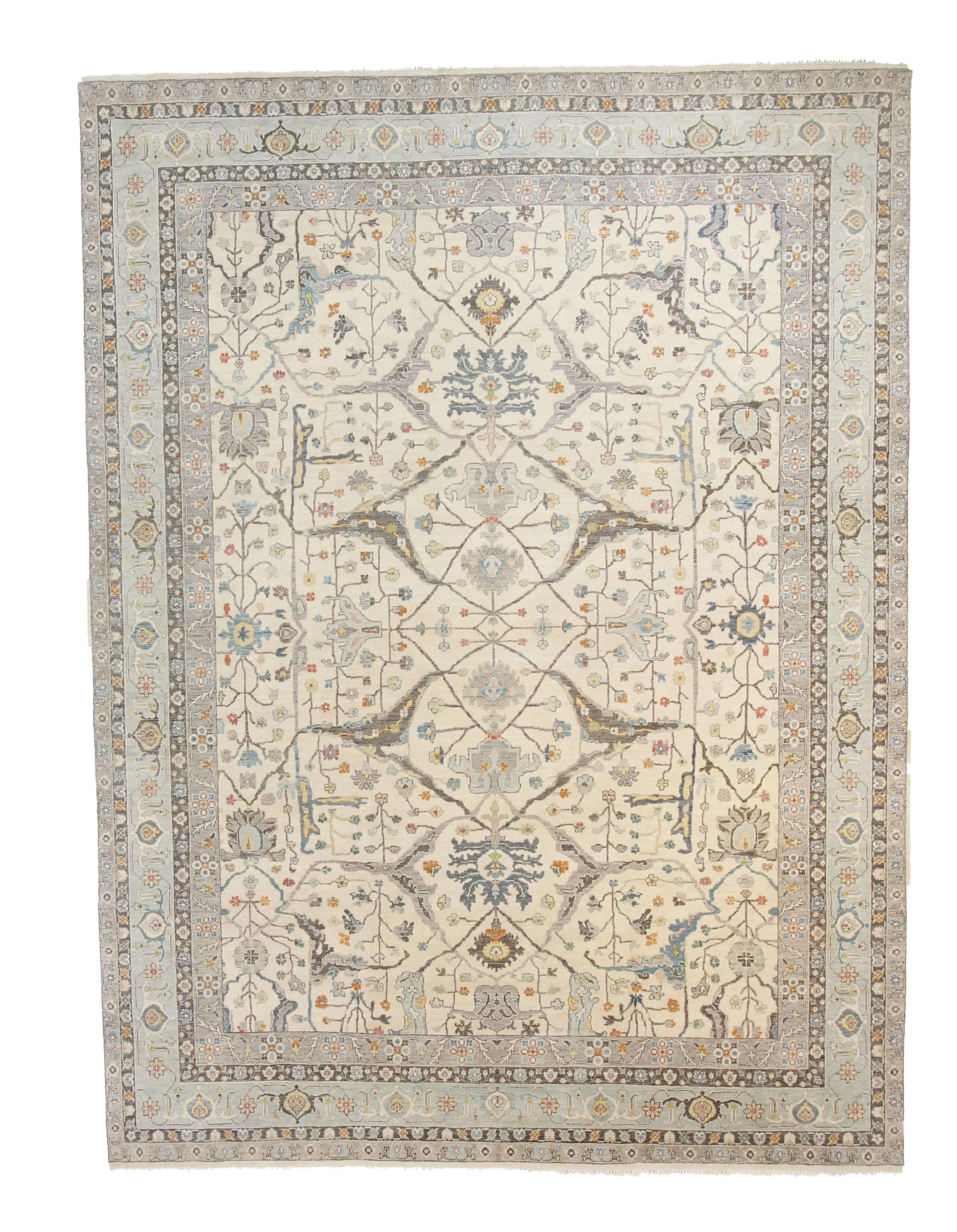 9' x 12' Sari Wool Oushak Rug, Ivory 1 9' x 12' Sari Wool Oushak Rug, Ivory