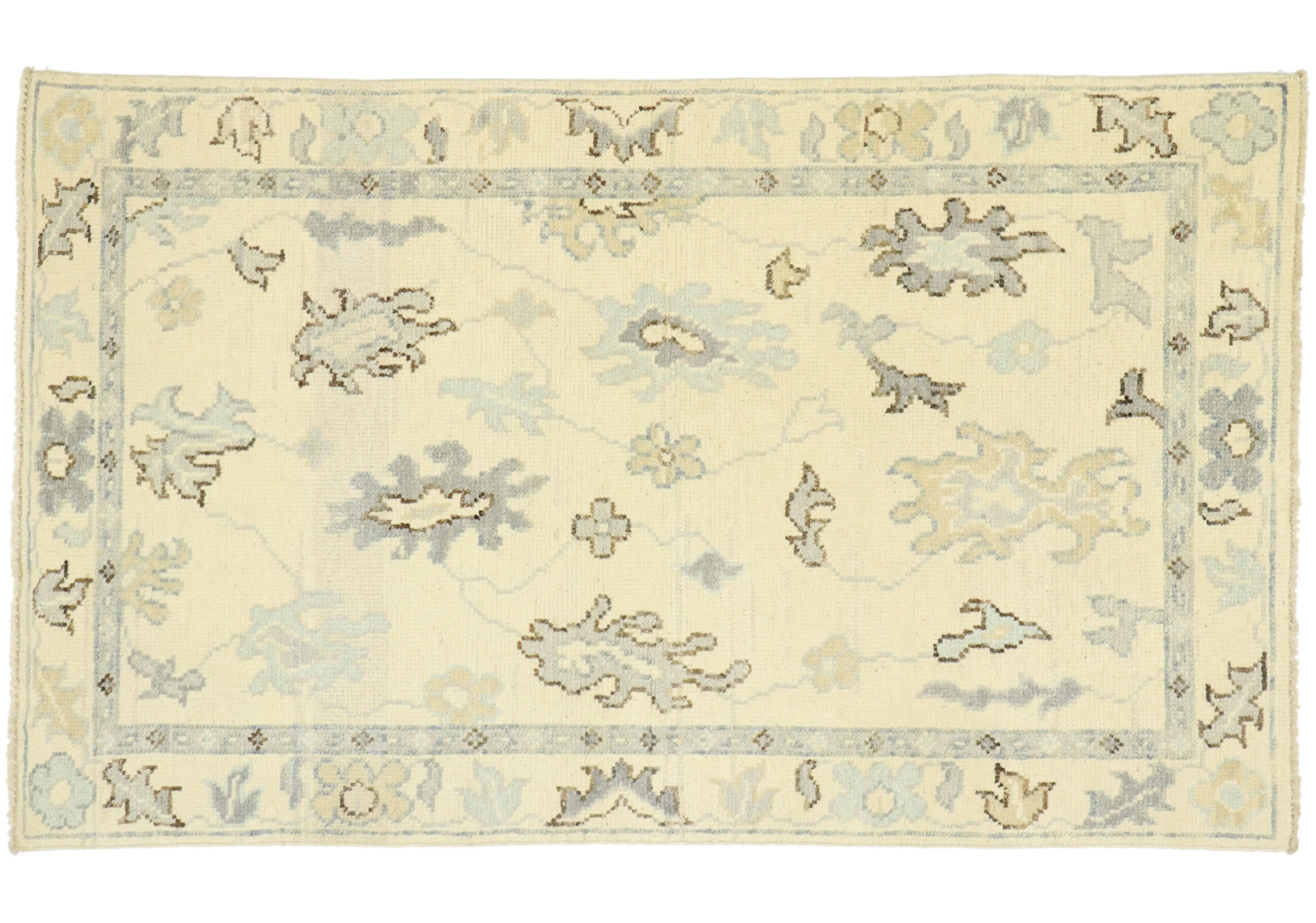 Beige Oushak Style Rug, 3'02 x 5'02 1 Beige Oushak Style Rug, 3'02 x 5'02