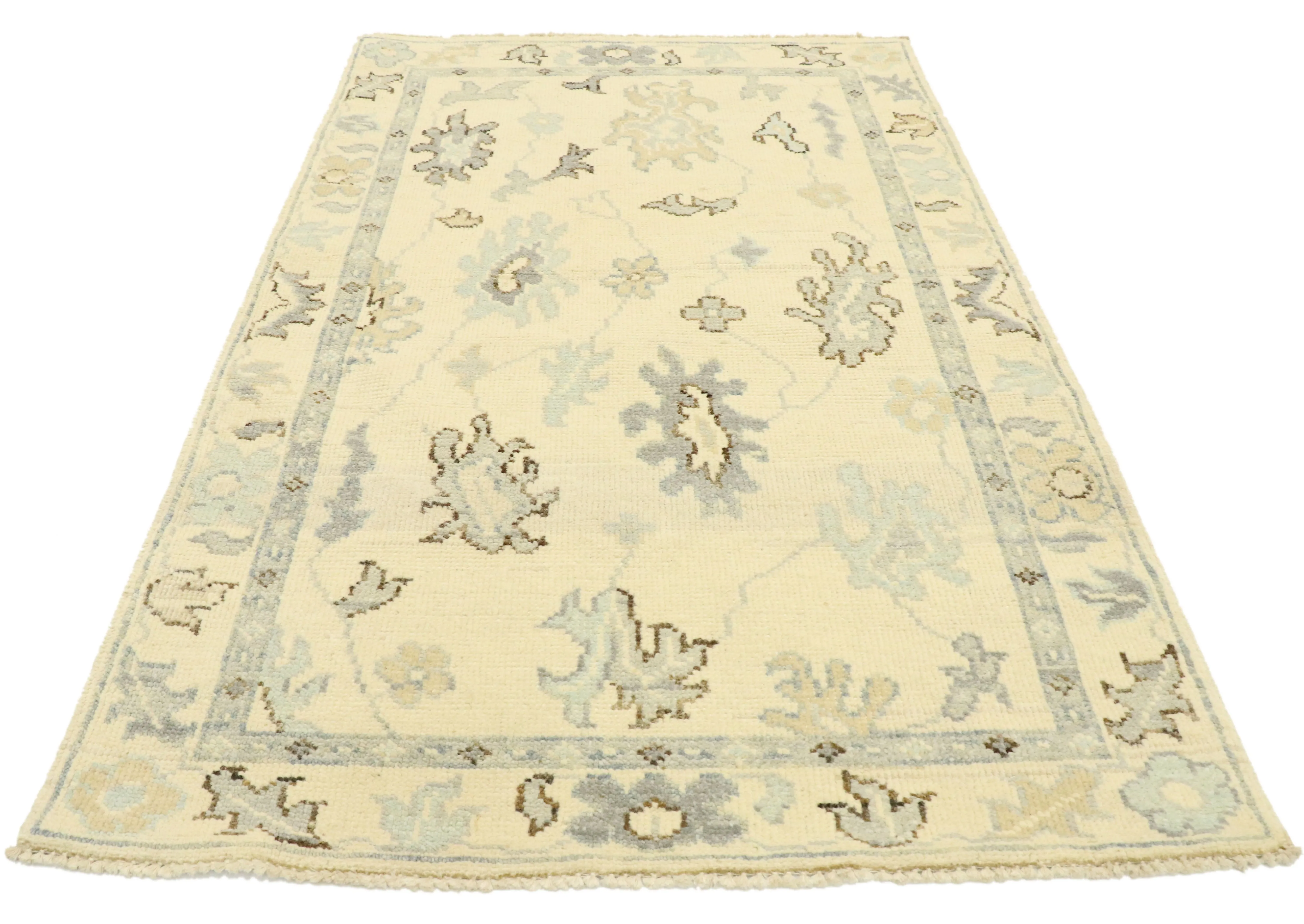 Beige Oushak Style Rug, 3'02 x 5'02 3 Beige Oushak Style Rug, 3'02 x 5'02