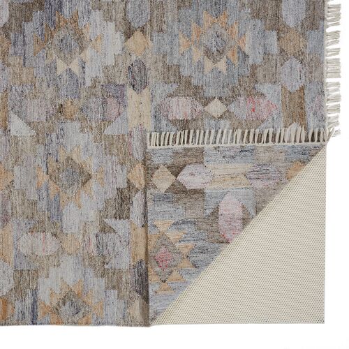 Estie Geometric Handwoven Rug, Gray/Multi 4 Estie Geometric Handwoven Rug, Gray/Multi