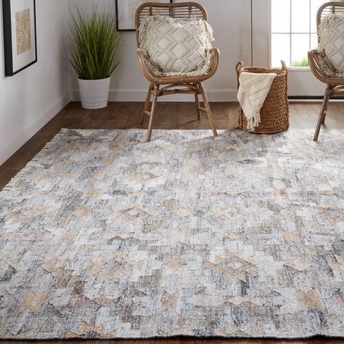Estie Geometric Handwoven Rug, Gray/Multi 6 Estie Geometric Handwoven Rug, Gray/Multi