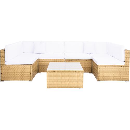Callipso 6-Pc Outdoor Lounge Sofa Set, Natural/White