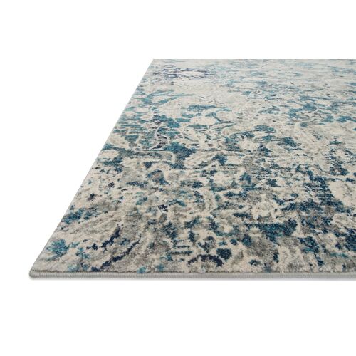 Hoover Rug, Teal/Silver 2 Hoover Rug, Teal/Silver
