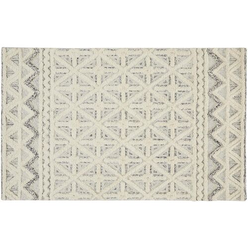 Emmalee Geometric Hand-Tufted Rug, Blue/Ivory 1 Emmalee Geometric Hand-Tufted Rug, Blue/Ivory