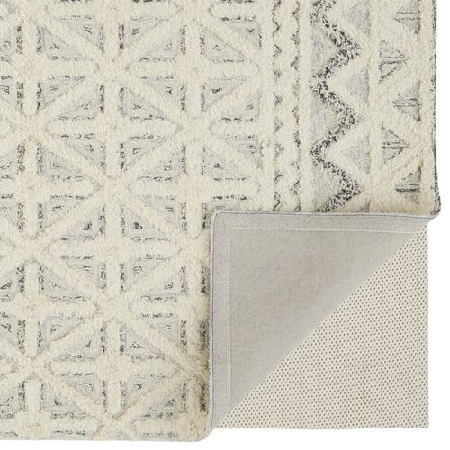 Emmalee Geometric Hand-Tufted Rug, Blue/Ivory 4 Emmalee Geometric Hand-Tufted Rug, Blue/Ivory