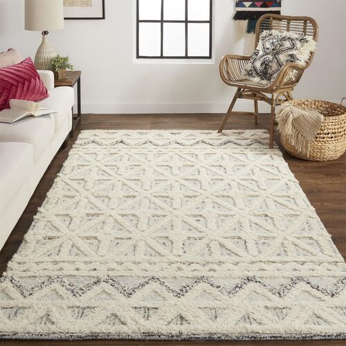 Emmalee Geometric Hand-Tufted Rug, Blue/Ivory 6 Emmalee Geometric Hand-Tufted Rug, Blue/Ivory