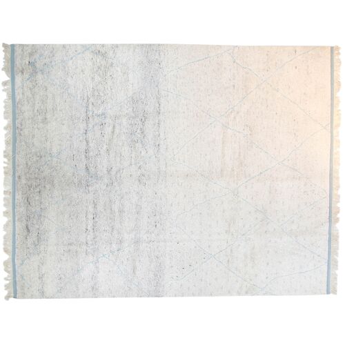 9'x12' Moroccan Handmade Rug, Ivory/Blue 1 9'x12' Moroccan Handmade Rug, Ivory/Blue