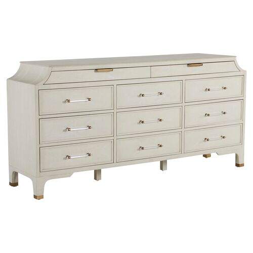 Alexandra 11-Drawer Dresser, Cerused White/Brass 1 Alexandra 11-Drawer Dresser, Cerused White/Brass