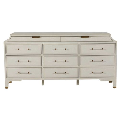 Alexandra 11-Drawer Dresser, Cerused White/Brass 2 Alexandra 11-Drawer Dresser, Cerused White/Brass
