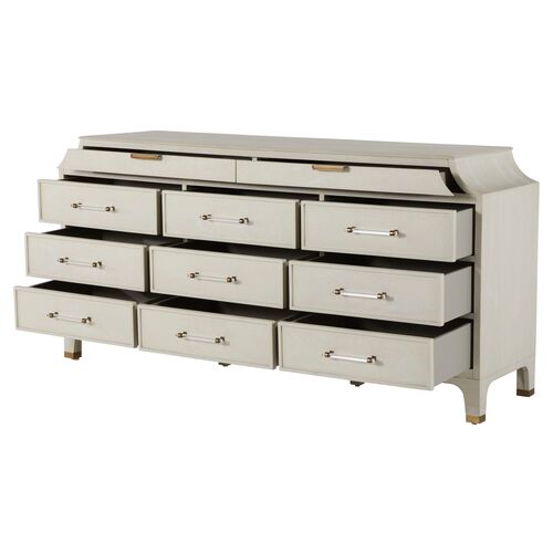 Alexandra 11-Drawer Dresser, Cerused White/Brass 6 Alexandra 11-Drawer Dresser, Cerused White/Brass