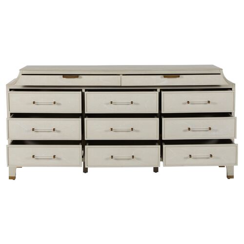 Alexandra 11-Drawer Dresser, Cerused White/Brass 7 Alexandra 11-Drawer Dresser, Cerused White/Brass