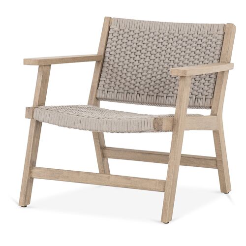 Asher Outdoor Rope Accent Chair, Brown/Natural Teak