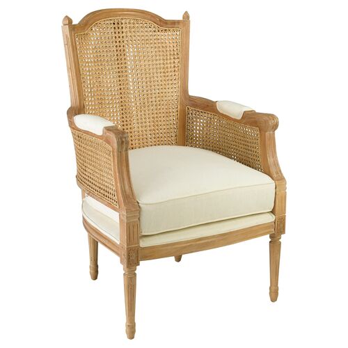 Noreen Accent Chair, Natural/Off-White Linen 1 Noreen Accent Chair, Natural/Off-White Linen