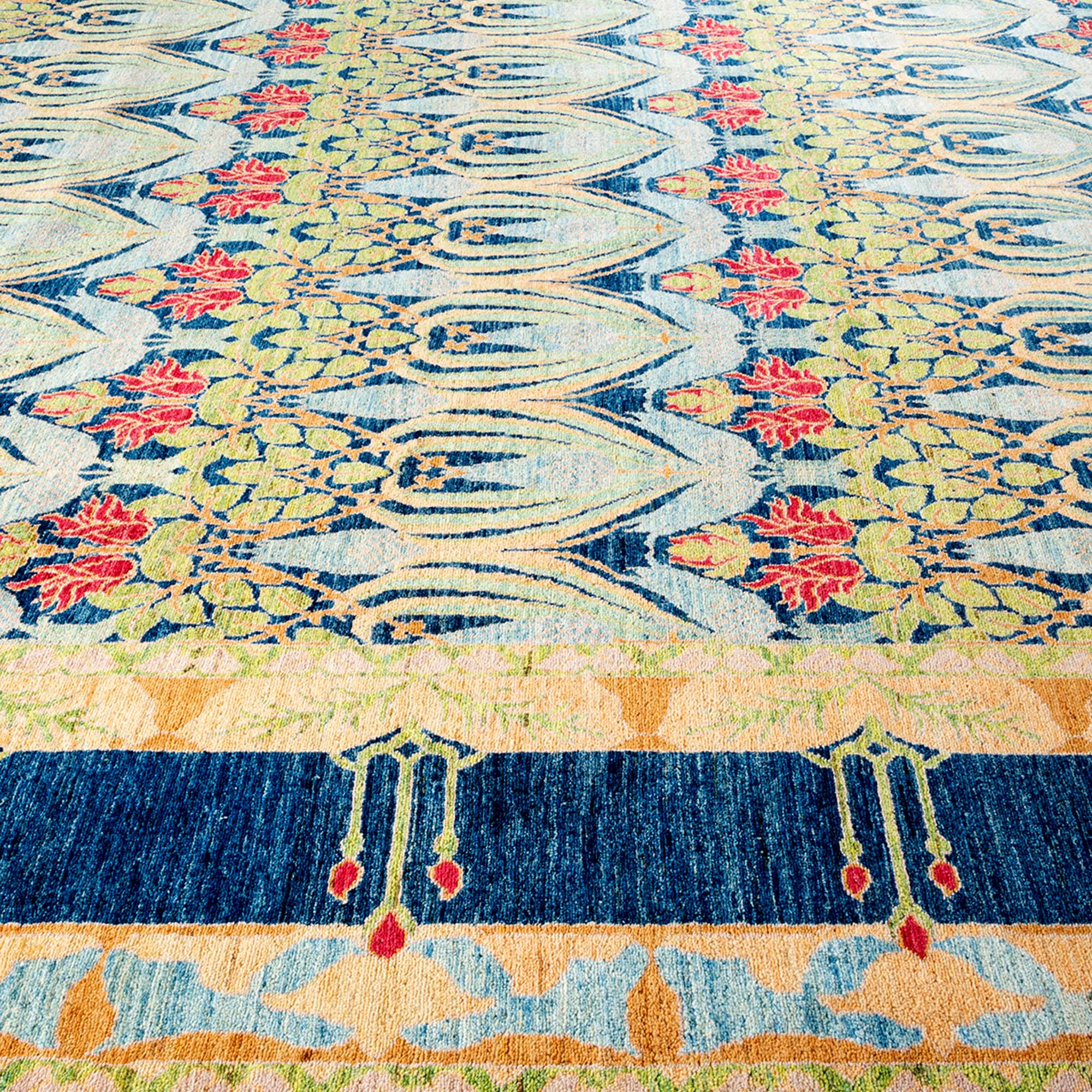 One-of-a-Kind Hand-Knotted Blue Rug, 19'6" x 11'6" 4 One-of-a-Kind Hand-Knotted Blue Rug, 19'6" x 11'6"