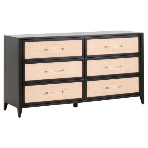 Dalton Rattan 6-Drawer Dresser, Brushed Black/Natural 1 Dalton Rattan 6-Drawer Dresser, Brushed Black/Natural