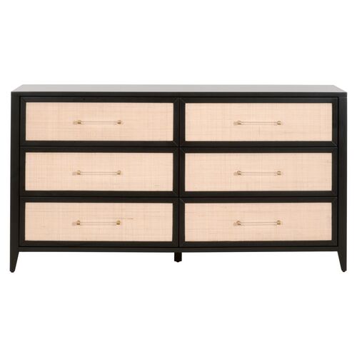 Dalton Rattan 6-Drawer Dresser, Brushed Black/Natural 2 Dalton Rattan 6-Drawer Dresser, Brushed Black/Natural