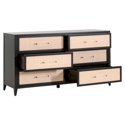 Dalton Rattan 6-Drawer Dresser, Brushed Black/Natural 3 Dalton Rattan 6-Drawer Dresser, Brushed Black/Natural