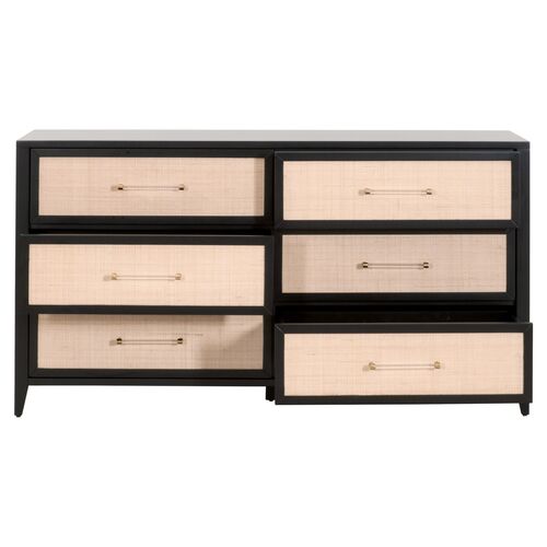 Dalton Rattan 6-Drawer Dresser, Brushed Black/Natural 4 Dalton Rattan 6-Drawer Dresser, Brushed Black/Natural