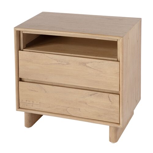 Jade Wood Panel 2-Drawer Nightstand 1 Jade Wood Panel 2-Drawer Nightstand