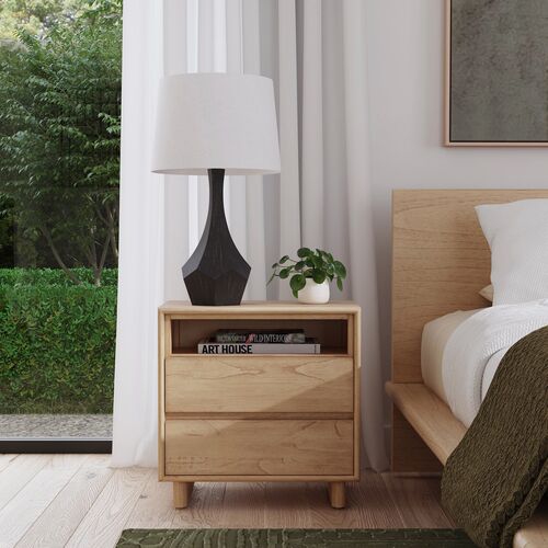 Jade Wood Panel 2-Drawer Nightstand 2 Jade Wood Panel 2-Drawer Nightstand