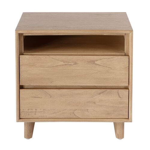Jade Wood Panel 2-Drawer Nightstand 4 Jade Wood Panel 2-Drawer Nightstand