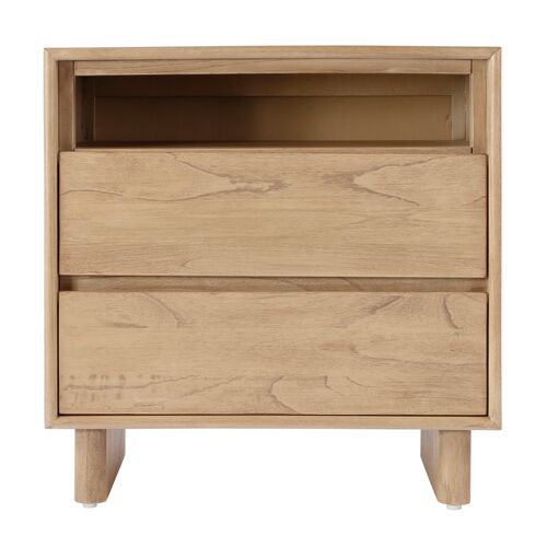 Jade Wood Panel 2-Drawer Nightstand 5 Jade Wood Panel 2-Drawer Nightstand