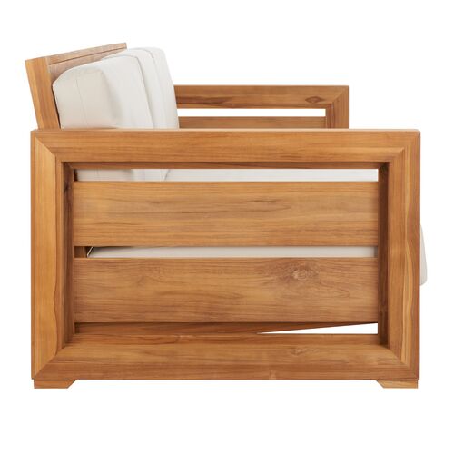 Huxley Teak 3-Seat Outdoor Sofa, Natural/White 6 Huxley Teak 3-Seat Outdoor Sofa, Natural/White