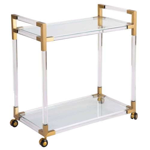 Americano Bar Cart, Natural Brass