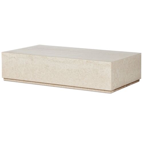 Kensley Outdoor Rectangular Coffee Table, Cream Marble