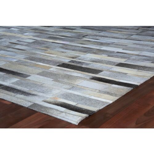 Stitched Tile Hide Rug, Gray 2 Stitched Tile Hide Rug, Gray