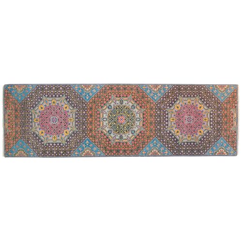 3'x10' Sari Wool Mamluk Rug, Charcoal 1 3'x10' Sari Wool Mamluk Rug, Charcoal