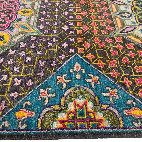 3'x10' Sari Wool Mamluk Rug, Charcoal 3 3'x10' Sari Wool Mamluk Rug, Charcoal