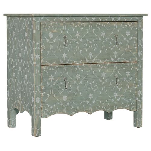 Americana 2-Drawer Accent Chest, Antique Green/White