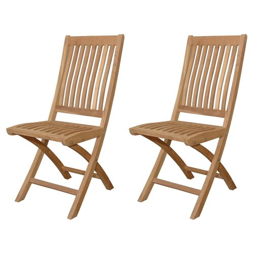 S/2 Tropico Outdoor Teak Folding Chairs, Natural 1 S/2 Tropico Outdoor Teak Folding Chairs, Natural