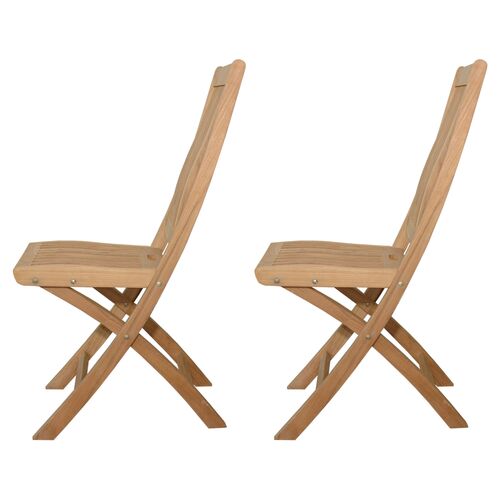 S/2 Tropico Outdoor Teak Folding Chairs, Natural 2 S/2 Tropico Outdoor Teak Folding Chairs, Natural