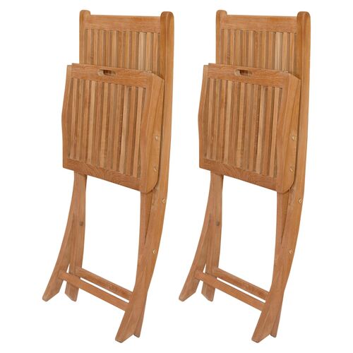 S/2 Tropico Outdoor Teak Folding Chairs, Natural 3 S/2 Tropico Outdoor Teak Folding Chairs, Natural
