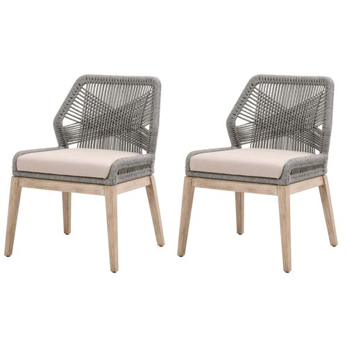 S/2 Easton Rope Side Chairs, Platinum/Light Gray 1 S/2 Easton Rope Side Chairs, Platinum/Light Gray