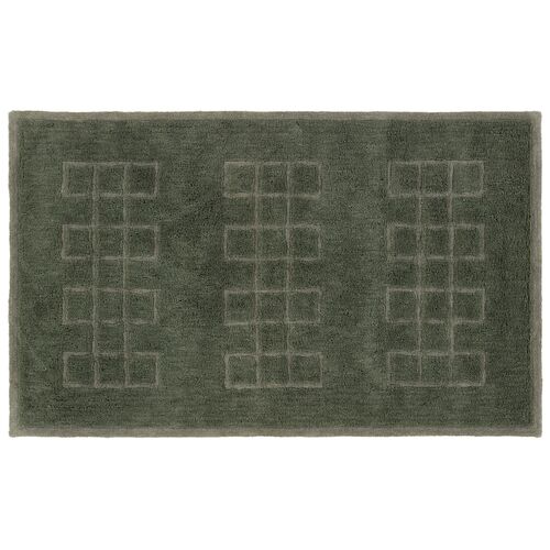 Tulley Handmade Tribal Rug, Green 1 Tulley Handmade Tribal Rug, Green