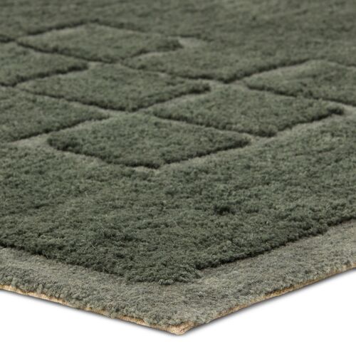 Tulley Handmade Tribal Rug, Green 2 Tulley Handmade Tribal Rug, Green
